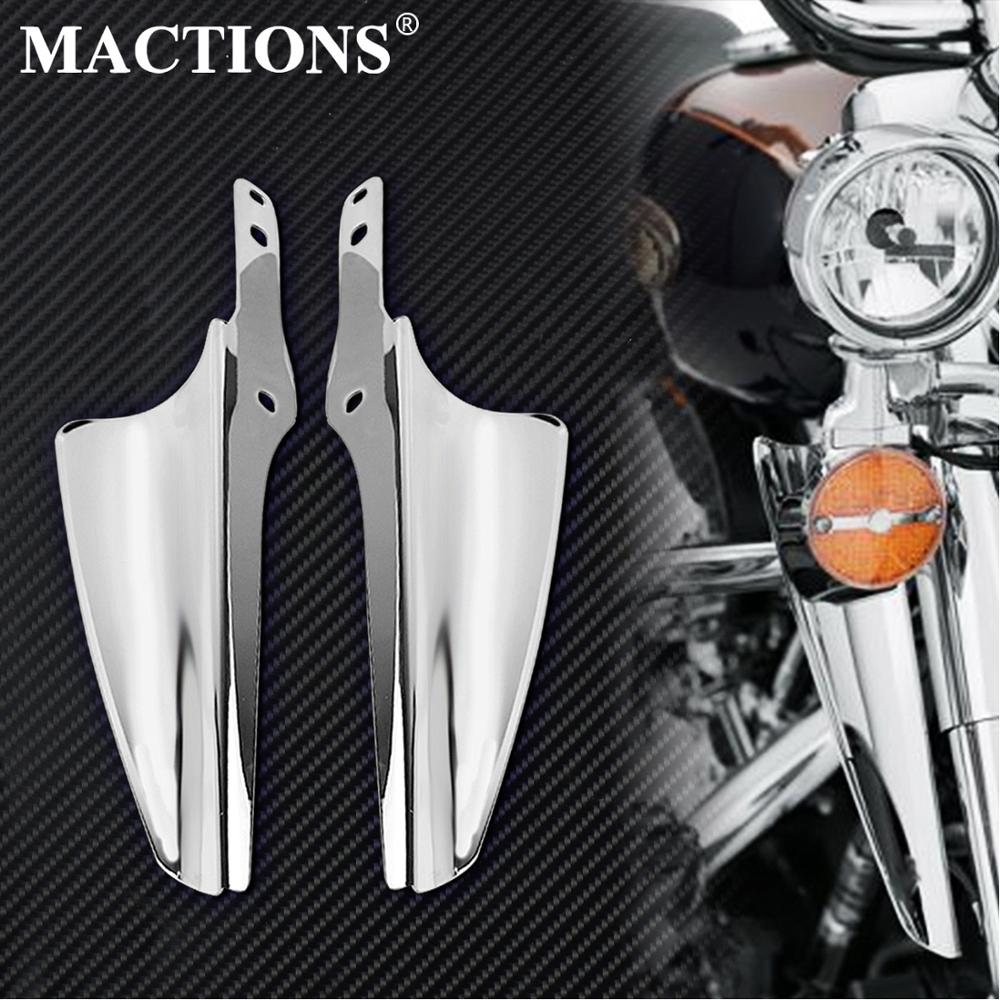 Mactions Chrome Front Fork Mount Wind Deflectors Fit For Harley Touring Road King FLHR 1995-Up Electra Glide Street Glide Models