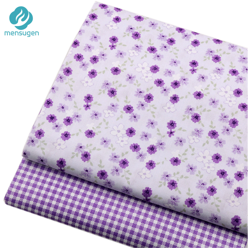 Fabric Meters Purple Flower Plaid Polka Dots Cotton Fabrics for Dresses Sewing Pillows Blanket Bed Sheet Doll Cloth DIY Meterial