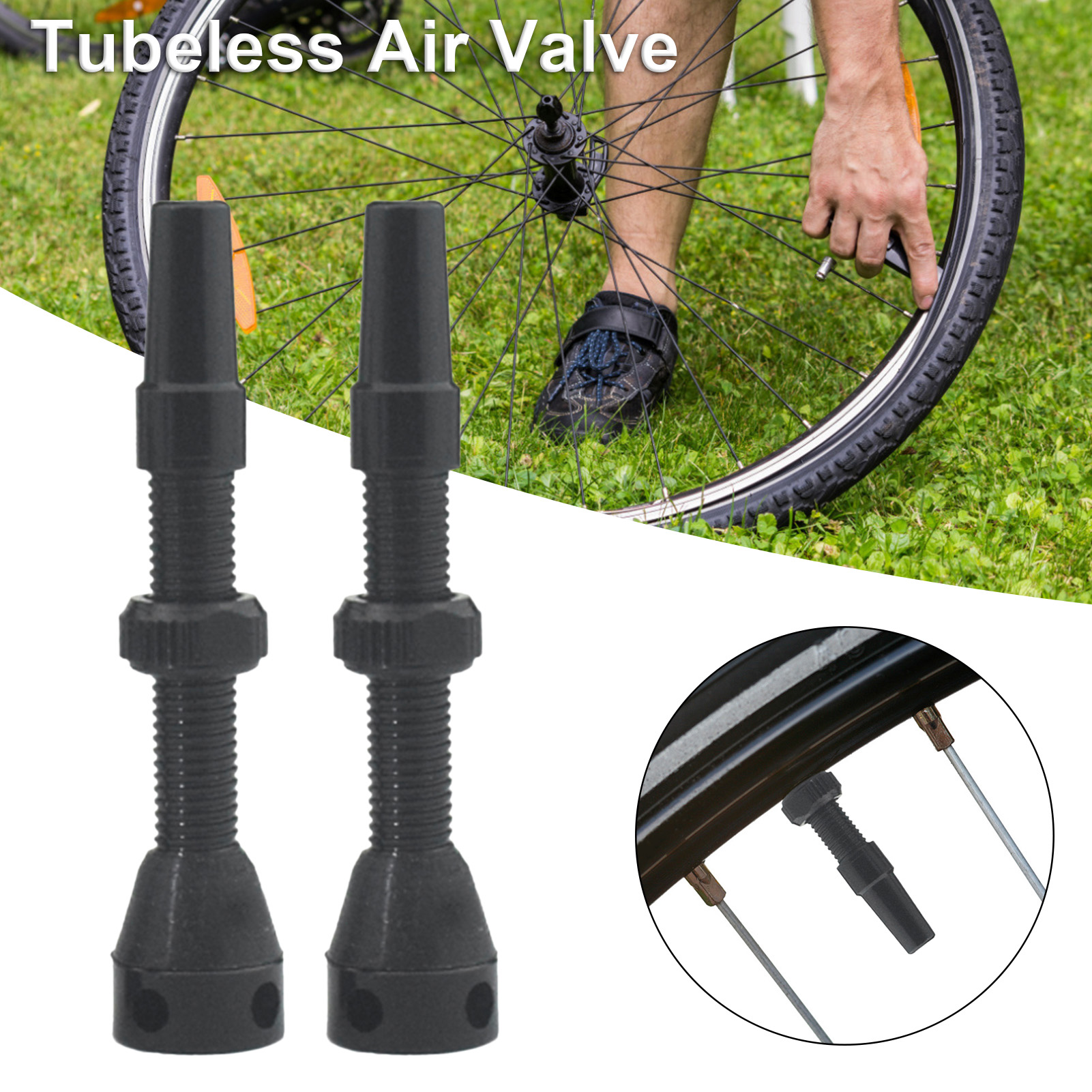 2 pcs 40mm MTB Bicycle Tubeless Air Valve for Mountain Bike Valve Rim Wheel Tubeless Tire Tyre Valve