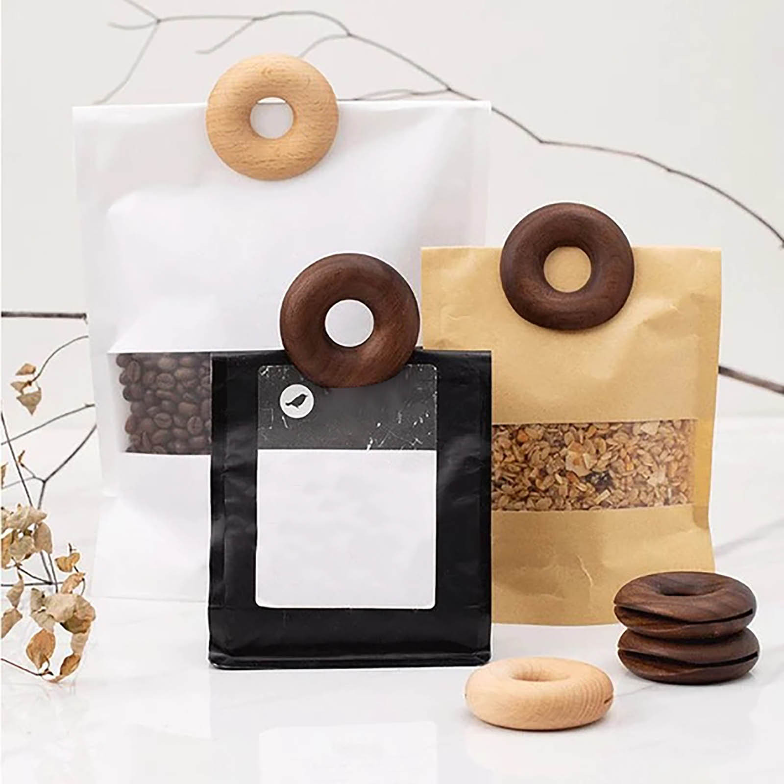 Garment Clips Wooden Donut Sealing Clip Environmental Protection Kitchen Snack Sealing Clip Sewing Photo Paper Clamps Holder