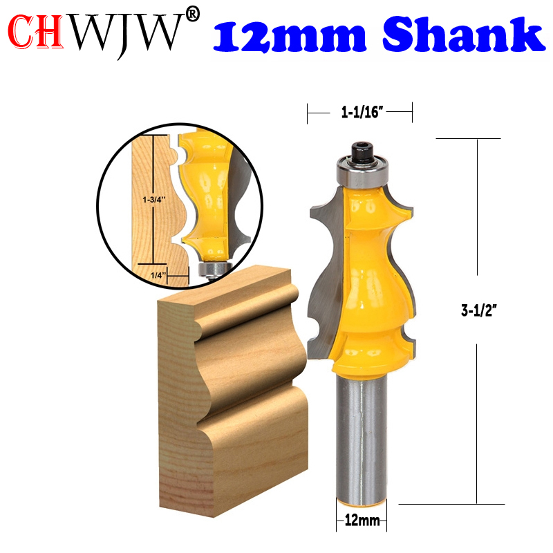 1PC 12mm Shank Architectural Cemented Carbide Molding Router Bit Trimming Wood Milling Cutter for Woodwork Cutter Power Tools