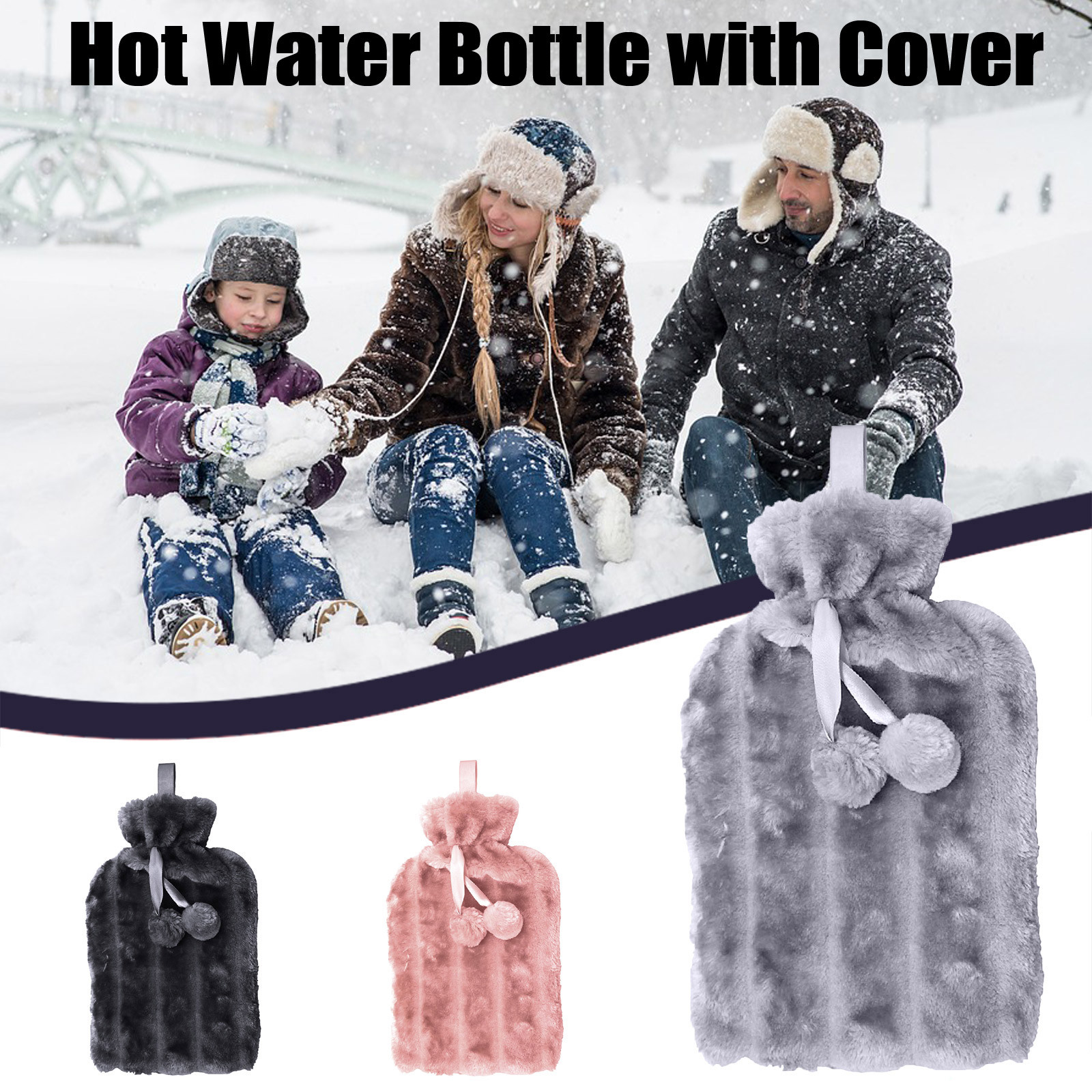 40#Hot Water Bottle Soft Keep Warm In Winter Portable Reusable Protection Plush Covering Washable Leak-proof Hot Water Bottles