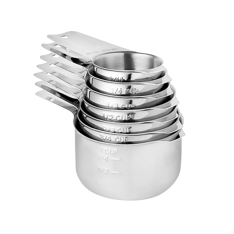 Stainless Steel Measuring Cups and Spoons Set of 14, Stackable Set with Spout, Measurement Conversion Chart, Kichen accessories