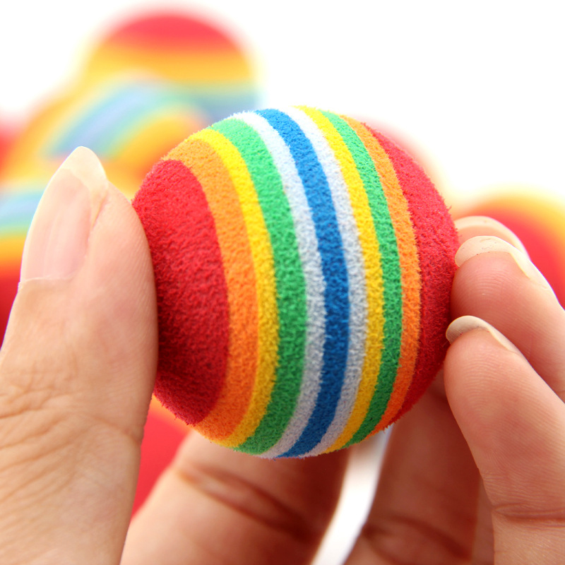 Funny Pet Toy Baby Dog Cat Toys 3.5CM 4.5CM Rainbow Colorful Play Balls For Pets Products Funny EVA Balls New Store Sales Toy