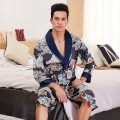 Fashion Men's Silky Robe Kimono Bath Gown Casual Spring Home Wear Male Nightgown Sleepwear Sleepshirts Pijama Mujer L-XXL