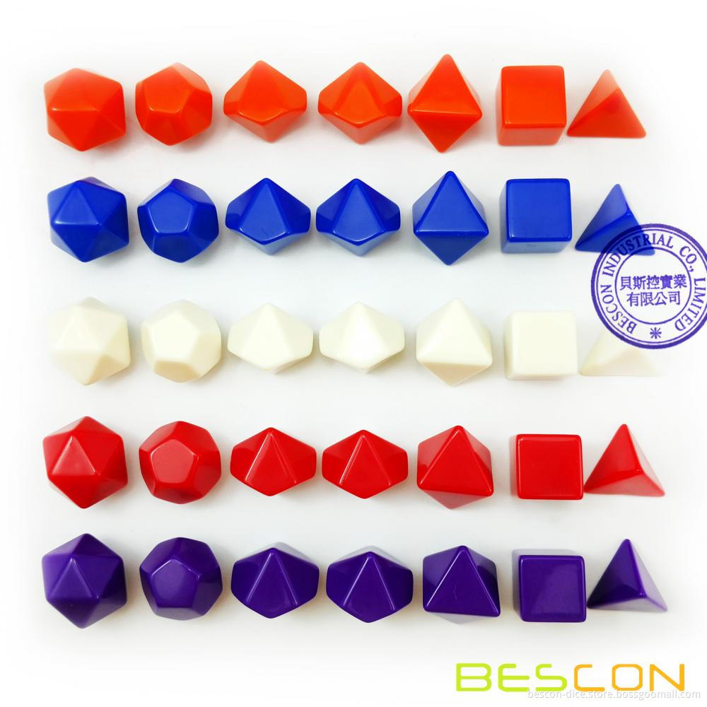 Bescon Blank Polyhedral Dice Set of 7 d4 d6 d8 d10 d12 d20 d%, Flat RPG Dice Set Without Numbers