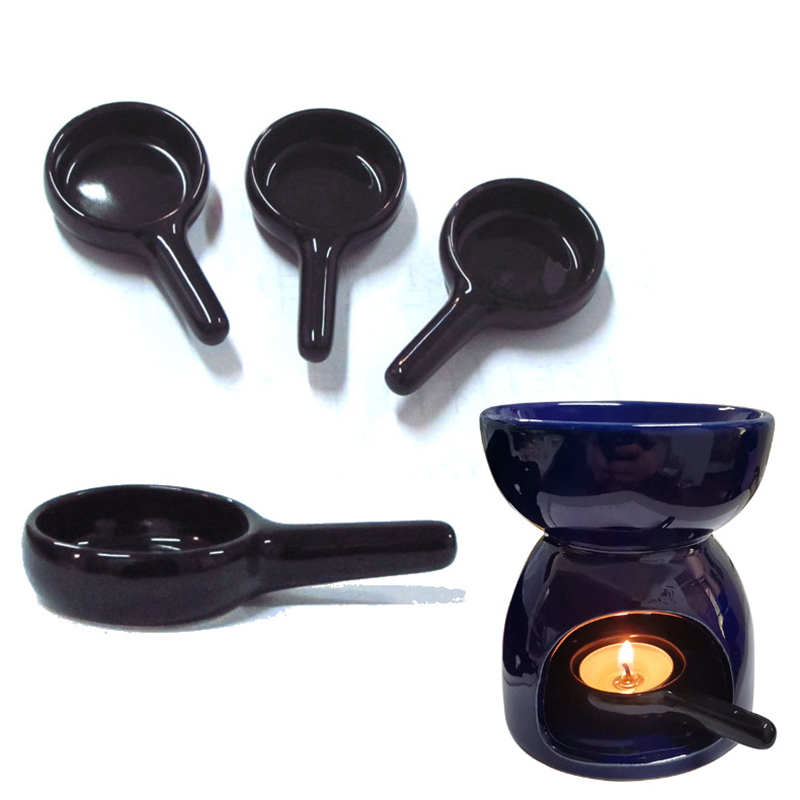 Ceramic Candle Holder with Handle, Dinner Table Decoration Candlestick Stand for Wedding Party (Black)