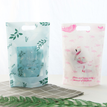 10PCS New Flamingo Candy Cookie Self-Styled Packaging Bag Handmade Biscuits Oatmeal Plastic Zipper Bag Wedding Party Gift Bags