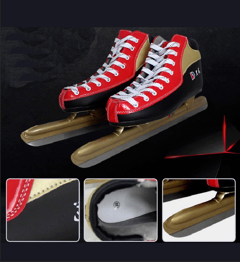 1 Pair Ice Speed Skating Shoes Winter Adult Teenagers PU Professional Thermal Warm With Ice Blade Comfortable Beginner 7 Styles