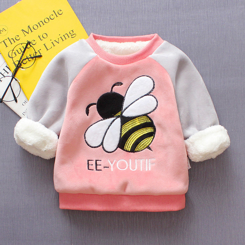 BibiCola Baby Girls Sweaters New Winter Girls Cardigan Sweaters Clothes Kids Autumn Cartoon Thick Warm Velvet Sweater For Girls