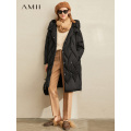 Amii Warm Fashion Down Jacket Winter Women Solid Hooded Long Sleeve Female Thick Down Coat Top 11940597