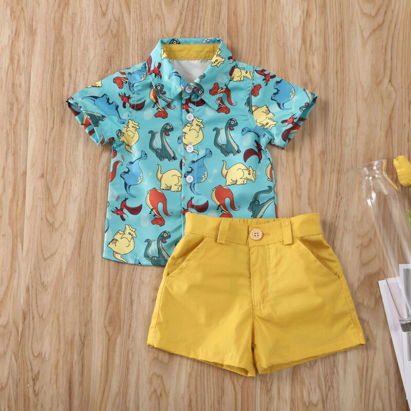 2PCS Toddler Kids Baby Boy Gentleman Shirt Tops+Pants Shorts Clothes Outfits Set