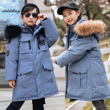 -30 Degree Boys winter jacket down Thicken warm 2020 Girl Snowsuit Kids girls parka Teenage Outerwear Children clothing 5-12 Y