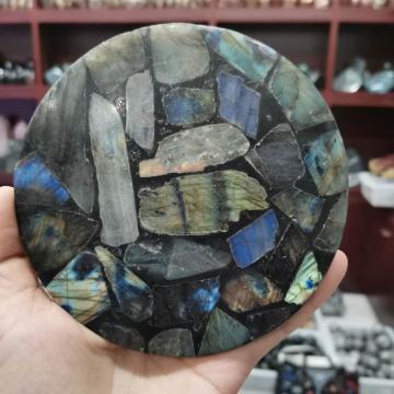 12cm Natura Labradorite Round Slab quartz crystal Slice Plate specimen