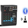 Professional Audio Mixer 4 Channels Bluetooth Sound Mixing Console for Home Karaoke KTV with USB Sound Card Sound Effects