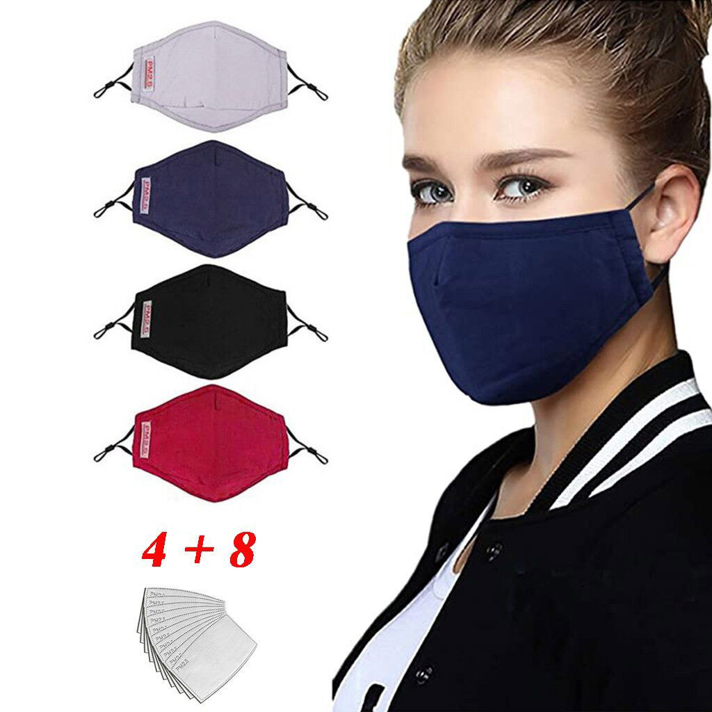 4 Pcs Cotton Ski Fasemask Reusable With 8Pcs Filters Washable Ski Fase Maksk For Germ Protection For Adults Breathable Bandana
