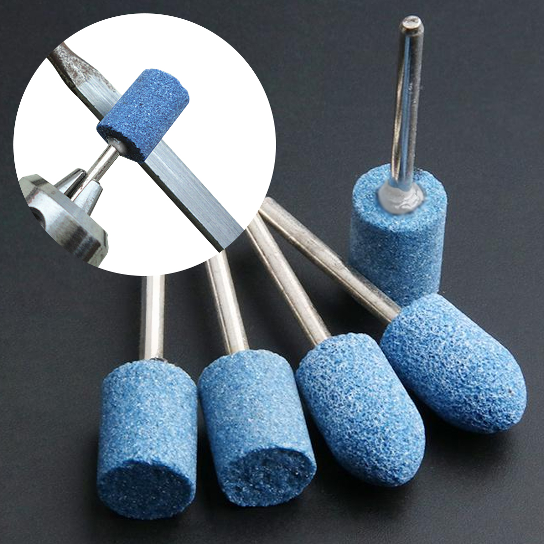 10pc Blue Abrasive Mounted Stone Set Multi Tool Grinding Burr Wheel 1/8 Shank For Dremel 4000 3000 Dremel Rotary Tools