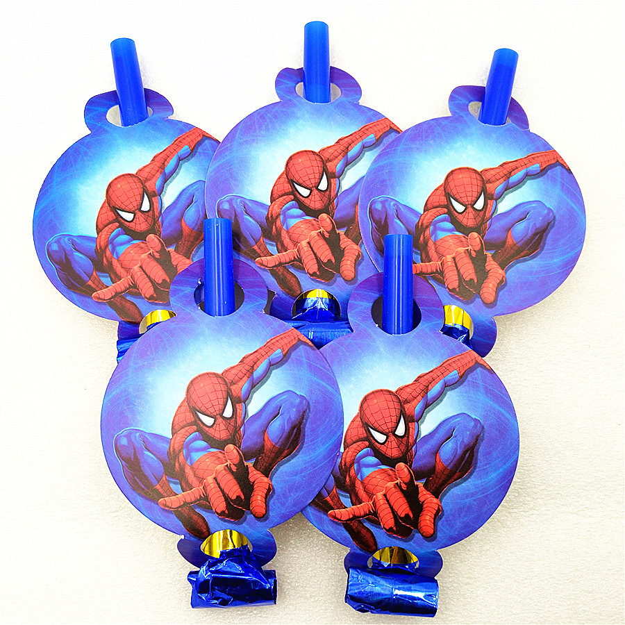 6pcs/lot Spiderman Party Supplies Noise Maker/Blowout Cartoon Birthday Party Decoration Favor Theme Festival For Kids Girls Boys