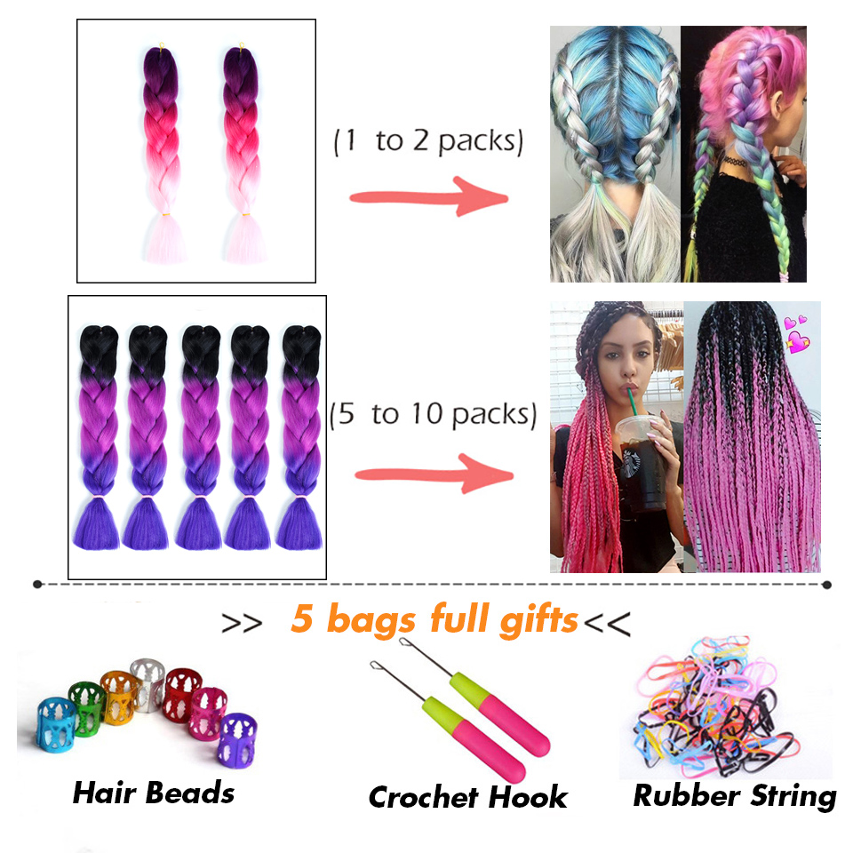SHANGKE-Synthetic-Kanekalon-Pink-Purple-Blue-Blonde-Ombre-Color-Jumbo-Crochet-Hair-Braid-Braiding-Hair-Extension (3)