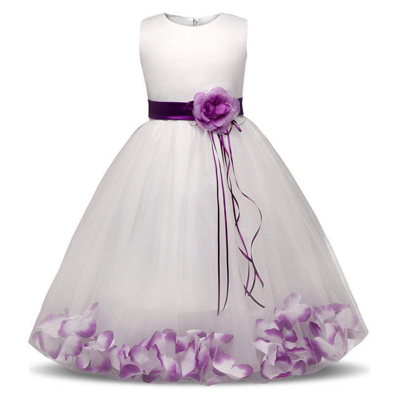 Flower Girl Dress with Flowers/Ribbons for Girls Tulle Dresses Birthday Party Wedding Ceremonious Kid Girl Clothes for Teen Girl