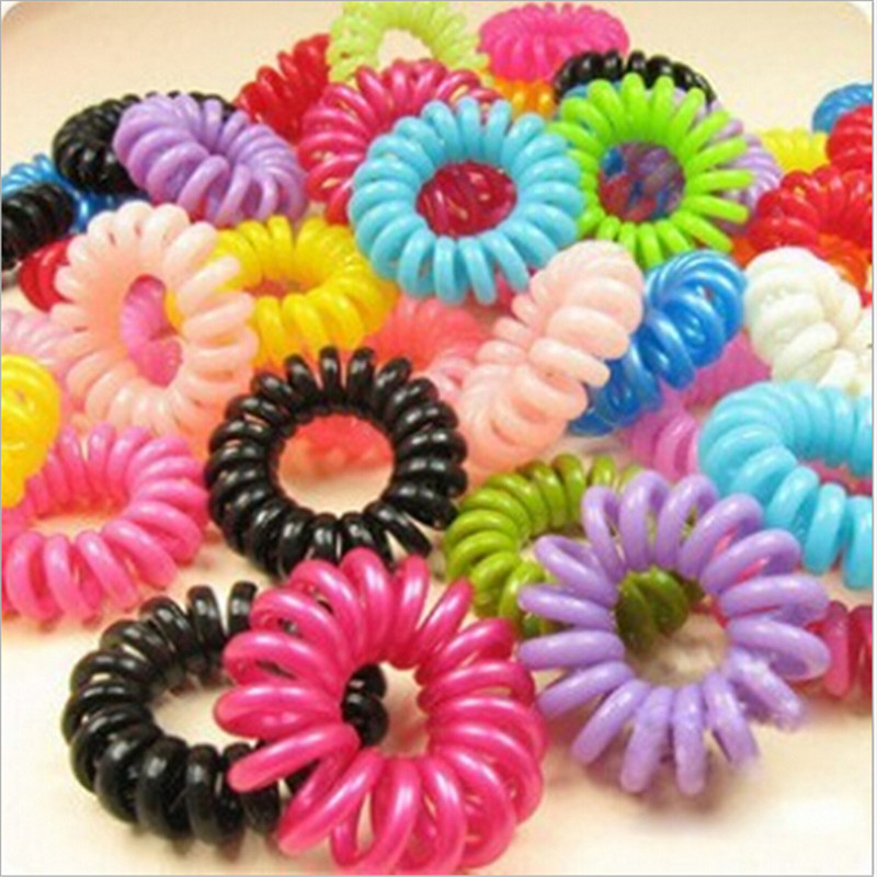 10pcs/lot random color Telephone Wire Cord Girl Elastic Head Tie Hair Rope Hair Accessories Hair Styling Tools