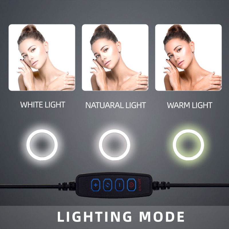 USB Dimmable Led Ring Makeup Lamp Dresser Makeup Lamp Live Video Beauty Tricolor Lamp