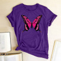 Pink Monarch Butterfly Printed Women T-shirts Short Sleeve Harajuku Graphic T-shirt Summer Casual Fashion Top Tees Female