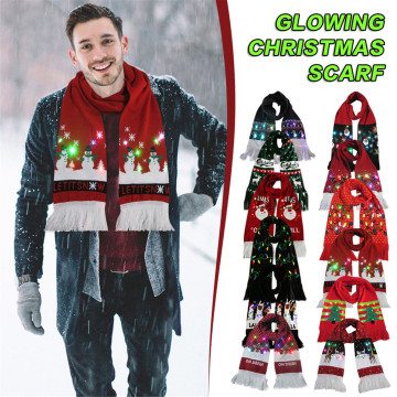 NEW Colorful Scarf Warm Knit Scarf For Christmas Decoration Gifts LED Light Up Knitted Hat For Kid Adult For Christmas Party