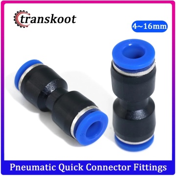 Pneumatic Push in Fitting Straight Pipe Union for Tube OD 4/6/8/10/12/14/16mm Air Fitting Pneumatic Quick Connector Fittings PU
