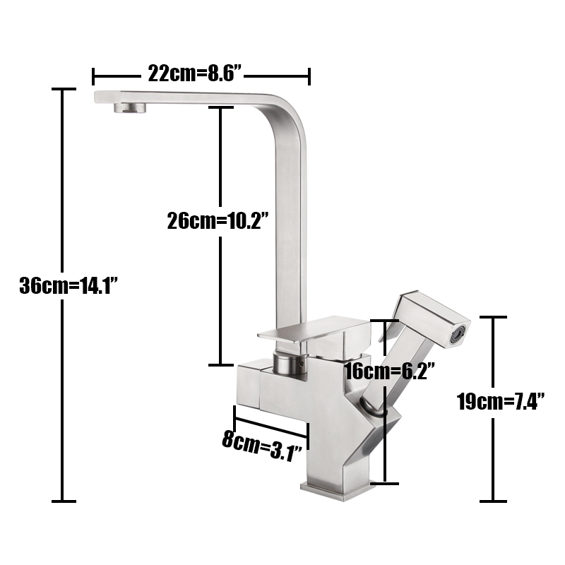 FMHJFISD Black SUS304 Kitchens Faucet 360 Rotation Spout Pull Out Sprayer Hand Mixer Water Taps Brushed Nickel