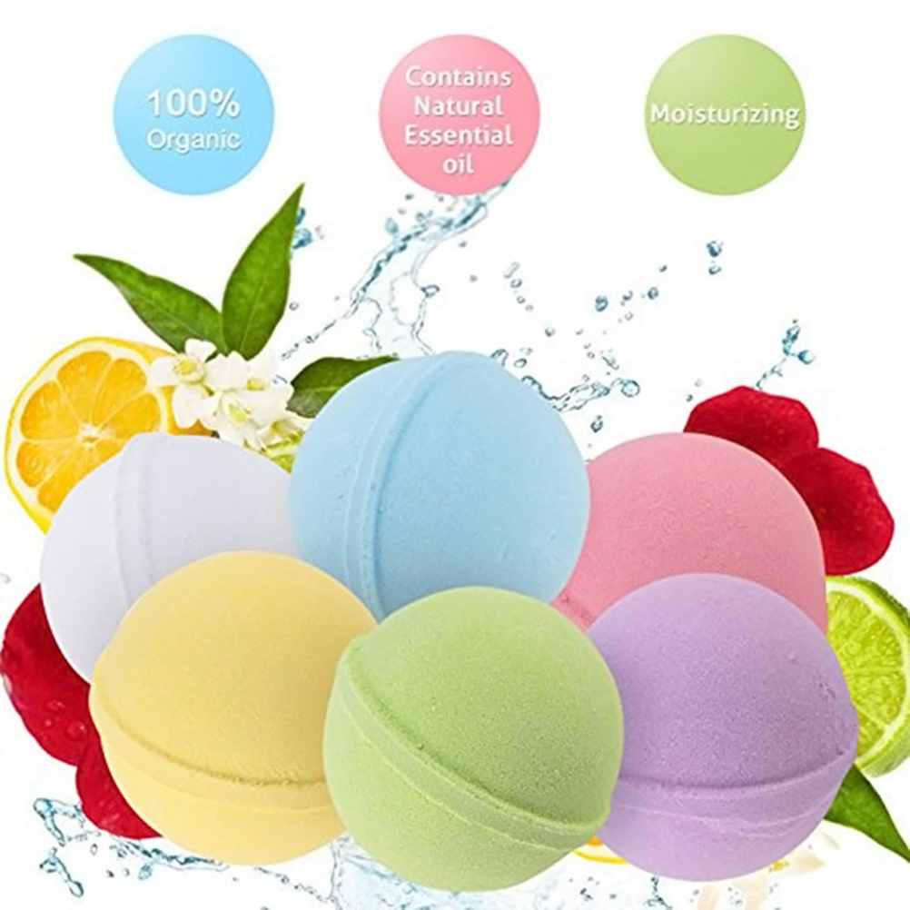 6 PCS Bath Salts Bath Bombs Exfoliating Stress Organic Bubble Fizzies Essential Oil Bubble Ball For Women Men(Random Color)