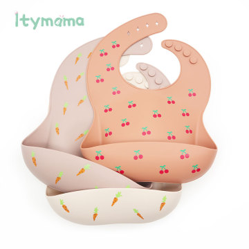 1PC Baby Silicone Bibs Waterproof Silicone Infant Baby Feeding Saliva Towel Burp Cloth Newborn Cartoon Aprons Bibs Adjustable