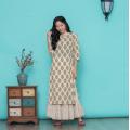 Woman Fashion Ethnic Styles Print Sets Kurtas Cotton India Pastoral Style Dress Costume Lady Top And Skirt