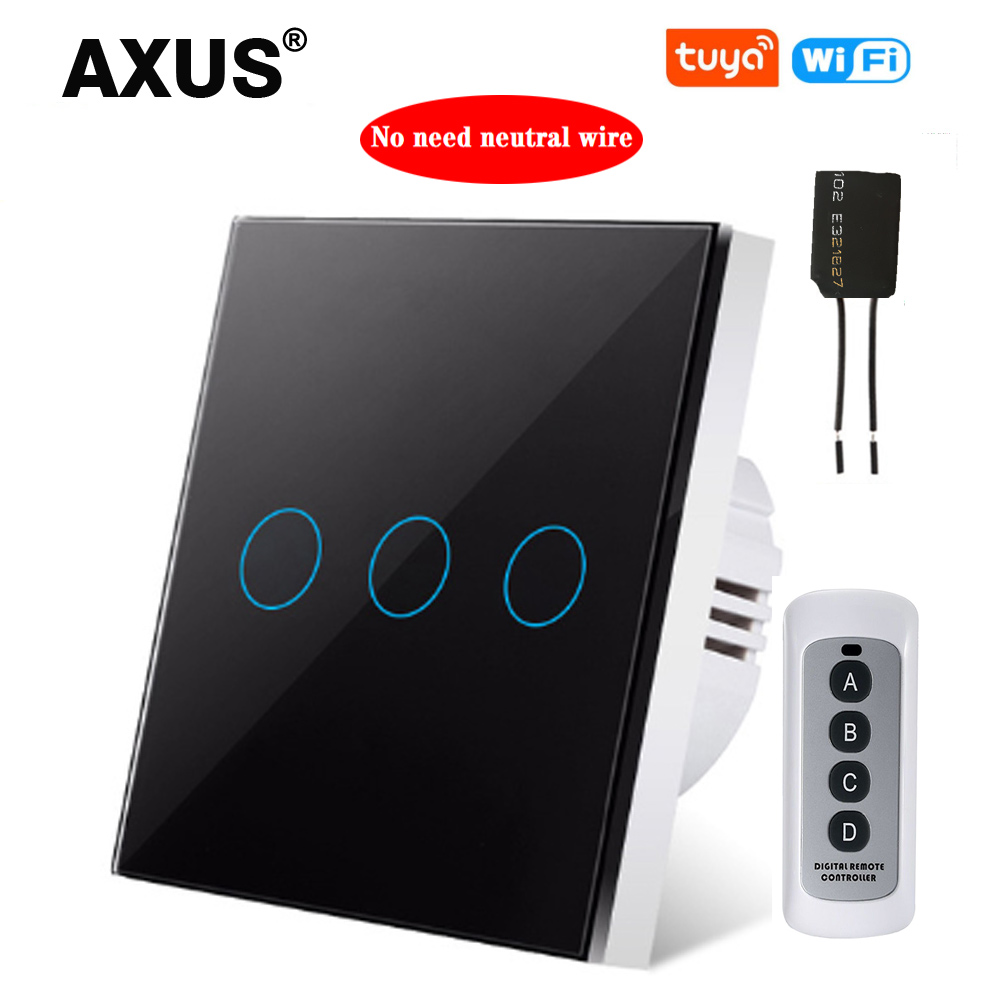 AXUS EU Standard Tuya Smart Life 1 Gang 1 Way WiFi Wall Light Touch Switch for Google Home Alexa Voice Control No need neutral