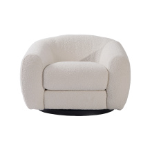 Modern Pascal Swivel Lounge Chair in White Boucle