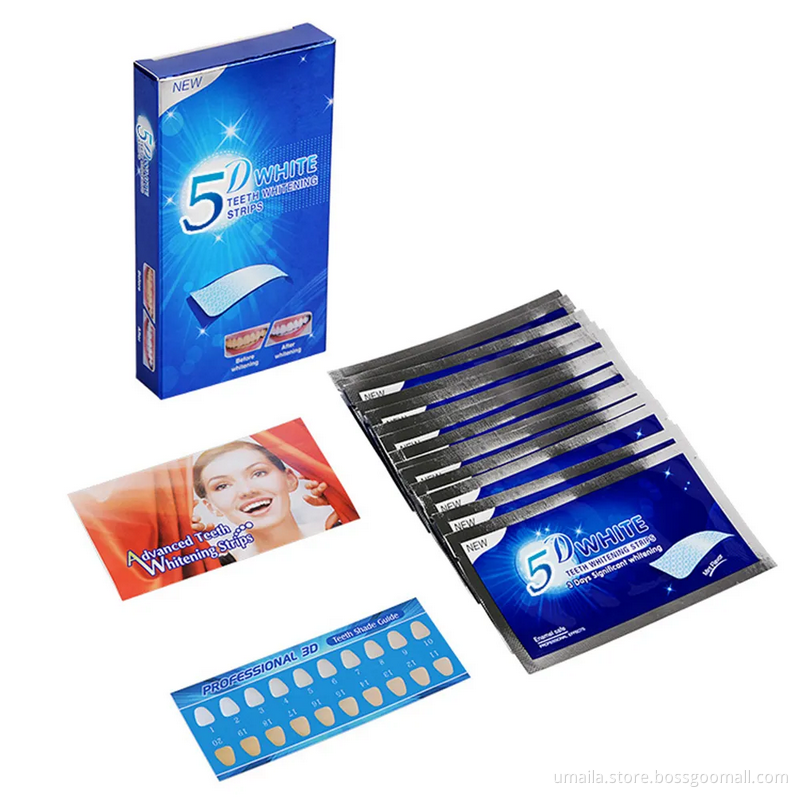 28 pouches per box Teeth Whitening Strips Wholesale 3D Advanced Customized Logo Support Peroxide Free 5D Teeth Corrector
