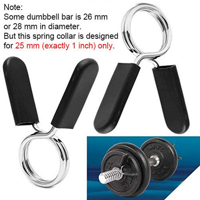 25 mm Dumbbell Spring Collars Exercise Collar Barbell Clip Clamps for Olympic Weight Bar Dumbbells Gym Fitness Training Weight-L