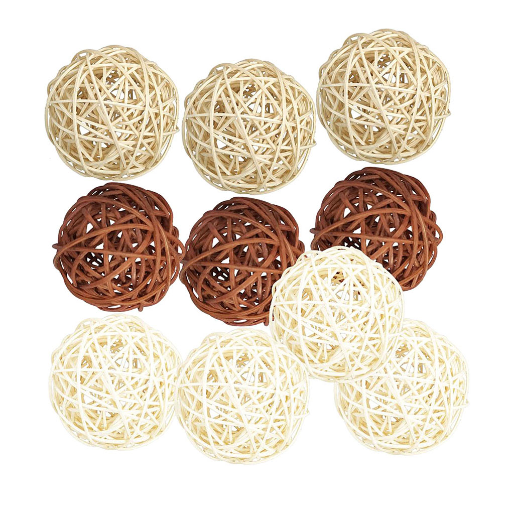 10Pcs Mix Color Wicker Rattan Ball Decorative Orbs DIY Craft Home Decoration