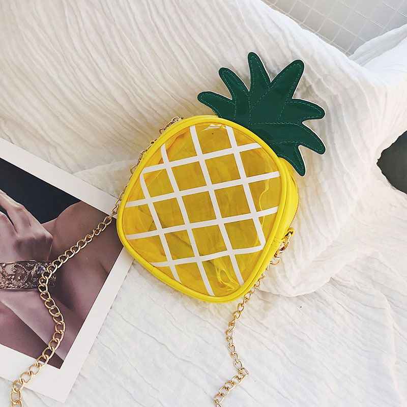 Small Transparent Jelly Bags for Women 2019 Package Crossbody Bag Fresh Pineapple Shape Chain Messenger Shoulder Bag Female