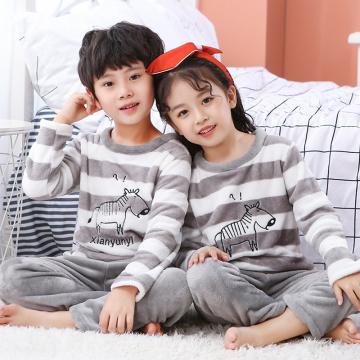 Children Long Sleeve Warm Flannel Pajamas 2020 New Winter Boy Girl Sleepwear Cartoon Baby Nightwear Gift Kids Lovely Pyjamas Set