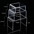 Acrylic Display Risers 3 Size Steps Acrylic Display Stand Anti-Corrosion Clear Showcase Display Shelf for Figure Collection
