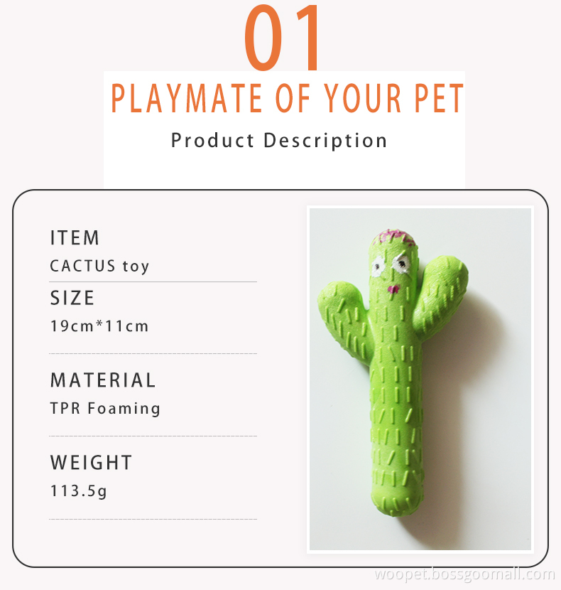 TPR Foam Pet Chew Toy Chicken Flavor Toy Cactus Shape