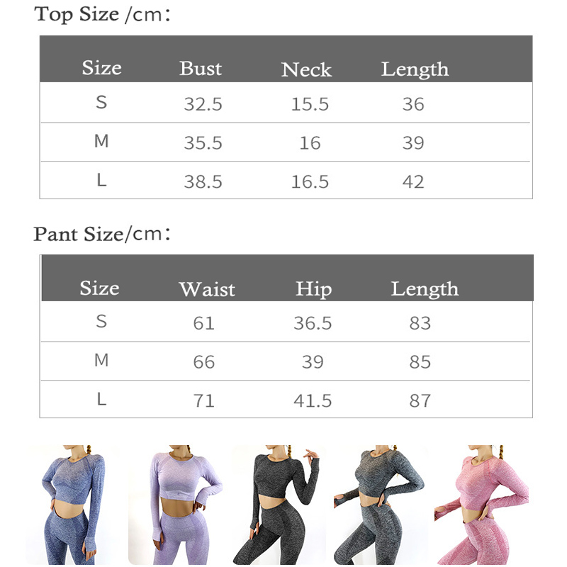 2 Pcs Sports Suits Autumn Seamless Yoga Sets Woman Yoga Leggings Thumb Hole Workout Crop Tops Fitness Clothing Sportswear