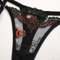Yimunancy 3-piece bra set women floral embrodiery lace lingerie set ladies transparent bra+ thong sexy underwear