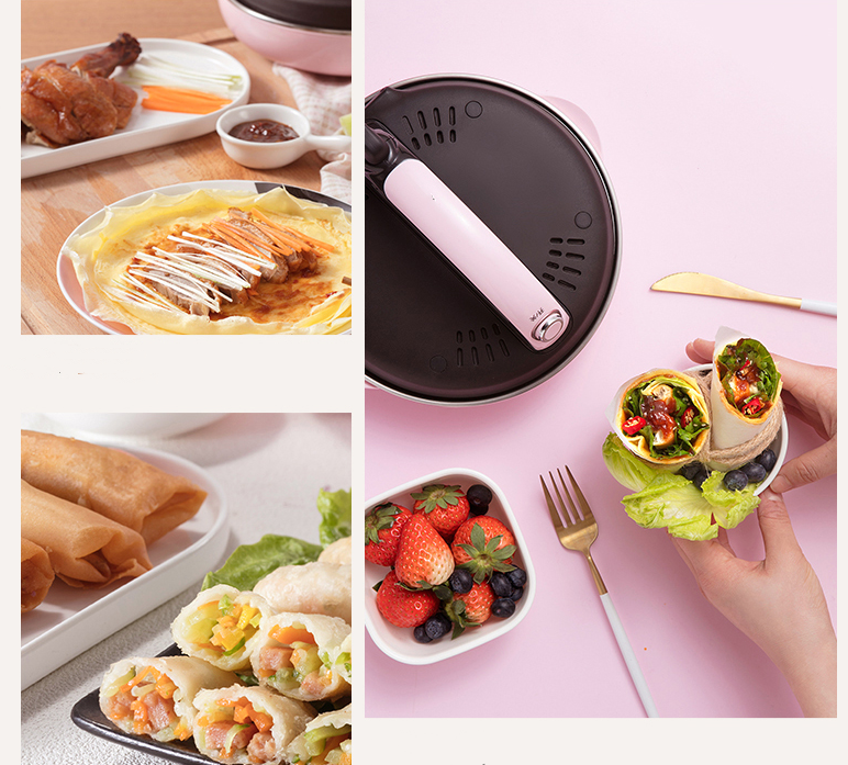 Automatic Non-stick Crepe Makers mini Pancake machine Pizza Maker Household Kitchen Tool electric baking pan Metal stent EU