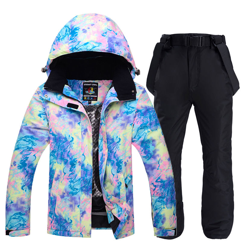 Shining colorful Cheap Women's Ski Suit Wear snowboarding suit waterproof windproof breathable outdoor Snow jacket and pant