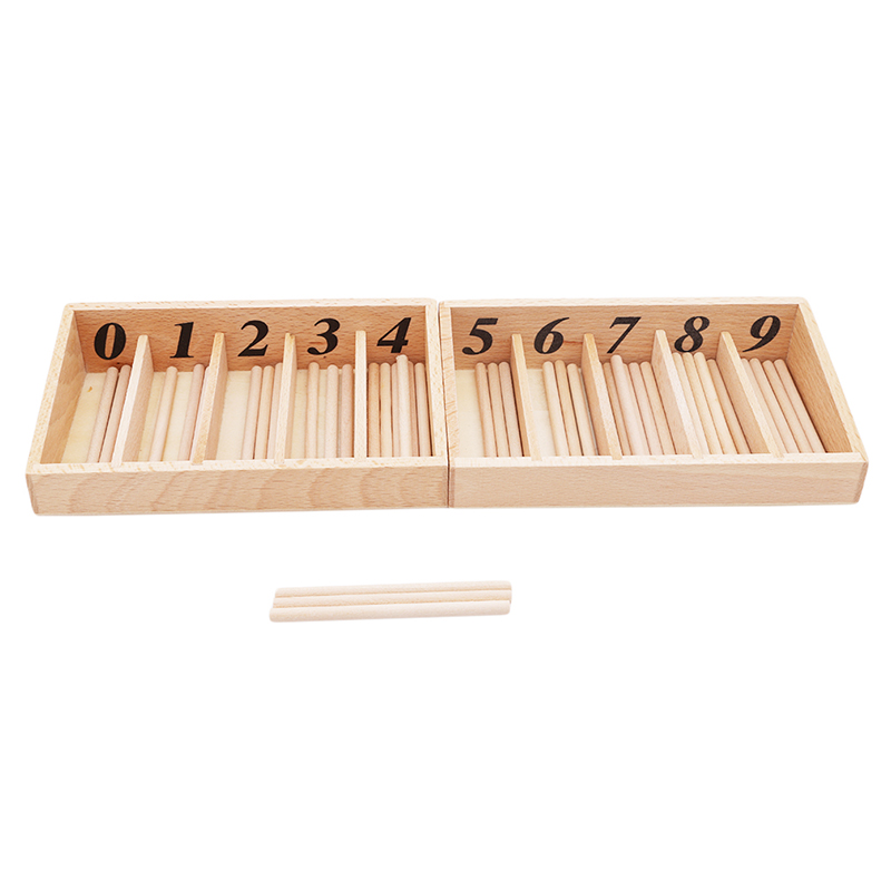 Montessori Educational Wooden Toys For Children Spindle Box With 45 Spindles Mathematics Learning and Spindle Rod Family Version