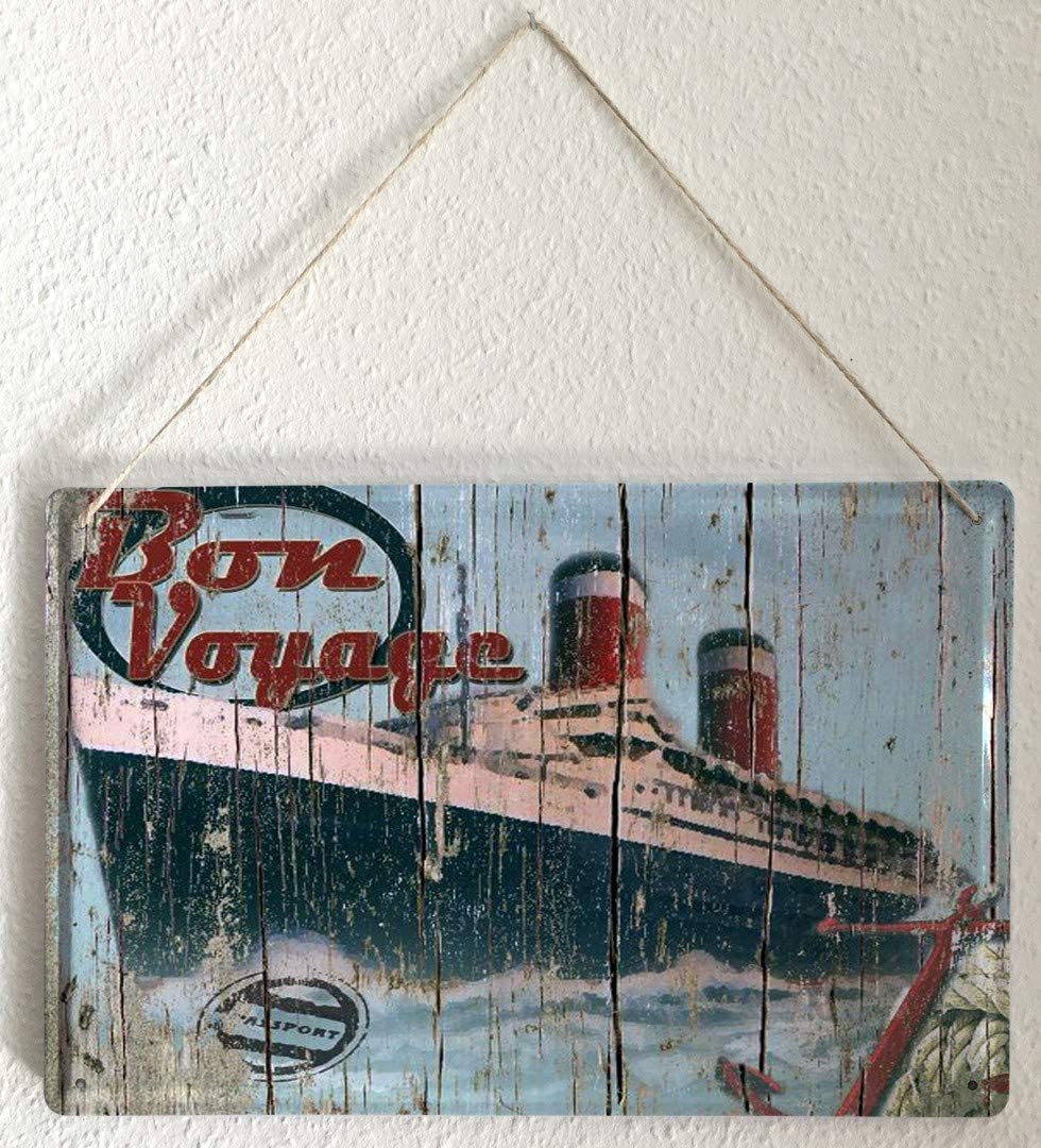 SINCE 2004 Tin Sign Metal Plate Decorative Sign Home Decor Plaques Travel Wanderlust Bon Voyage Passenger Ship Anchor Metal