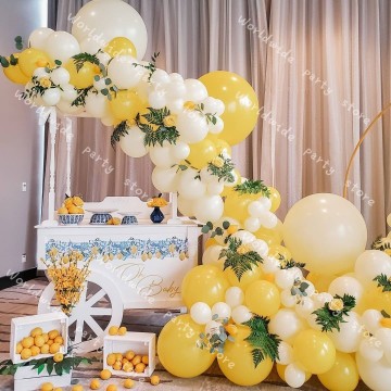 Globos 2021 Macaron Ivory yellow Pastel Latex Balloon Garland Globals Ballon Arch for Baby Shower Birthday Wedding Party Decor