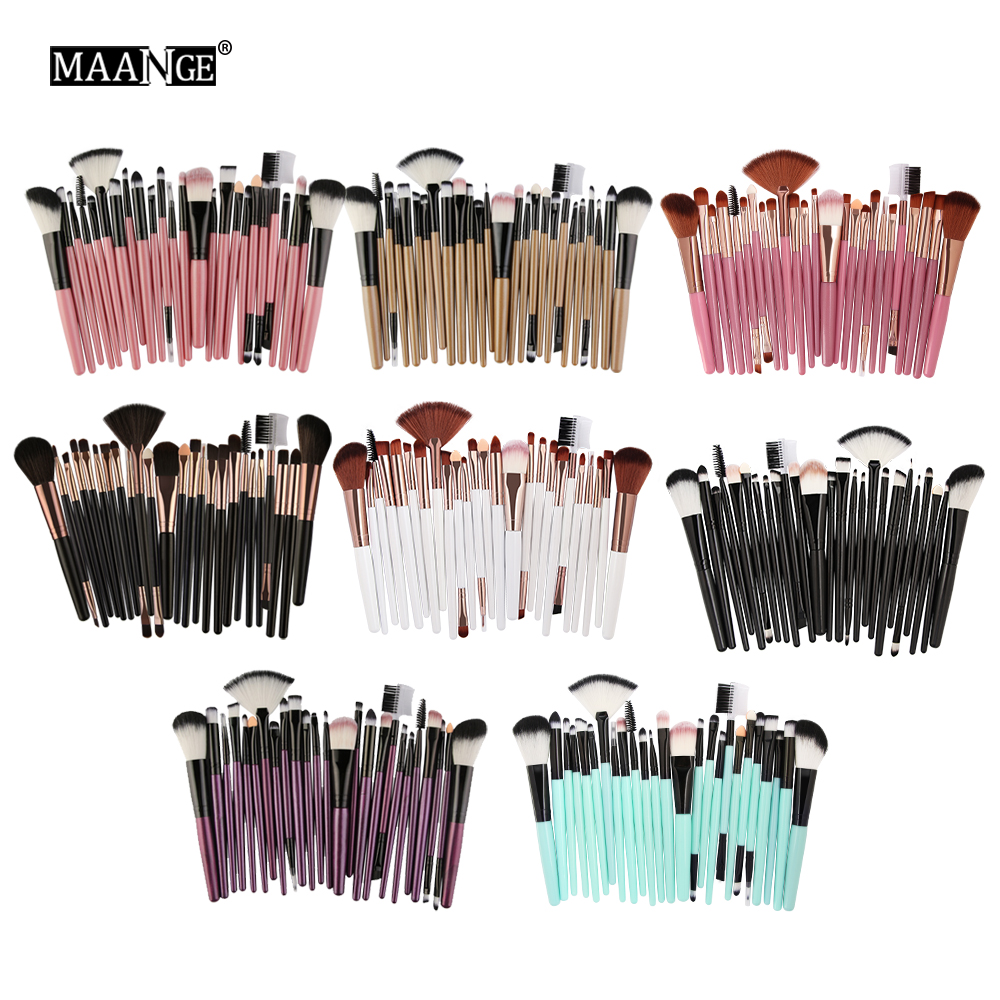 MAANGE 25pcs Makeup Brushes Set Beauty Foundation Power Blush Eye Shadow Brow Lash Fan Lip Concealer Face MakeUp Tool Brush Kit